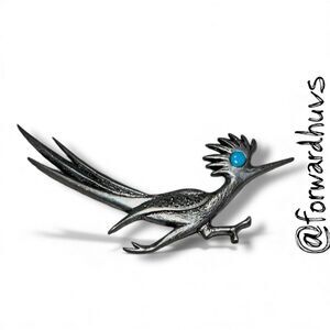 Vintage Silver Tone J. Ritter Brooch – 2.75” – Roadrunner Design – Signed